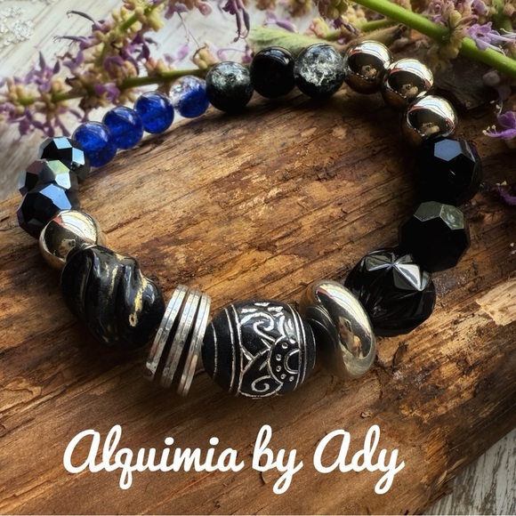 Maxi beads tourmaline blue quartz chunky bracelet - Picture 1 of 3